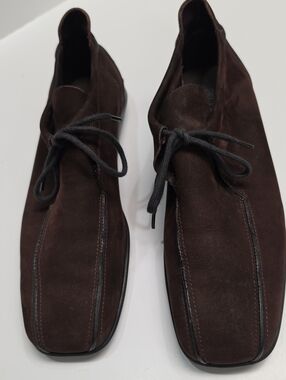 Arche France Dark Brown Suede Square-Toe Lace-Up Loafers / Oxfords - Size 10